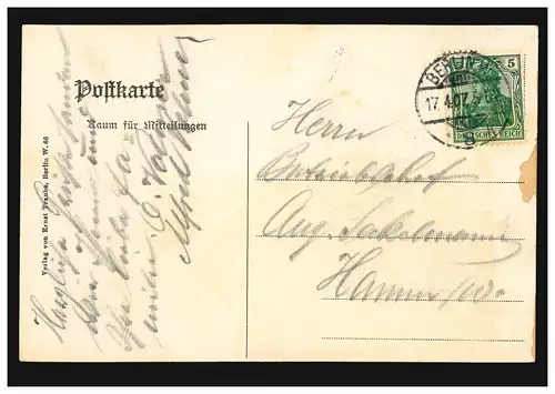 AK Gruss aus dem Weinrestaurant Traube, BERLIN W8 - 17.4.1907 nach Hammn/Westf.