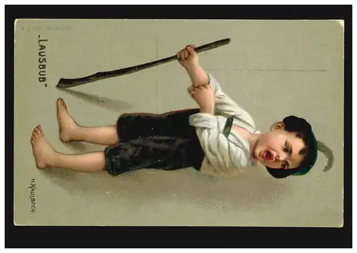 Carte d'artiste Hermann Kaulbach: Le Lausbub! est marqué