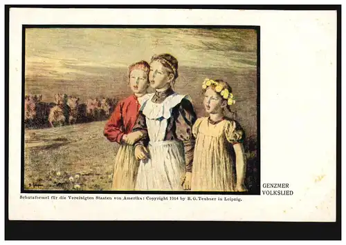 Carte de vue Artiste Genzmer Volkslied - Trois filles chantantes, inutilisables