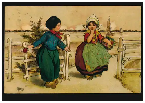 Carte de visite d'artiste Hardy: Garçon et fille politesse, BAD HOMBURG 24.6.23