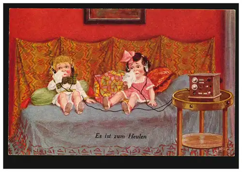 Künstler-Ansichtskarte Herischu: Es ist zum Heulen, ungebraucht