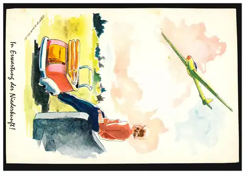 Carte de vue Artiste Zeppenfeld: En attendant l'accouchement!, inutilisé