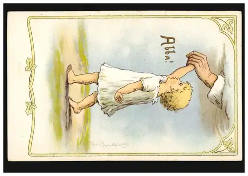 Künstler-Ansichtskarte Olga Burckhardt: Abba! Kind an der Hand, ungebraucht