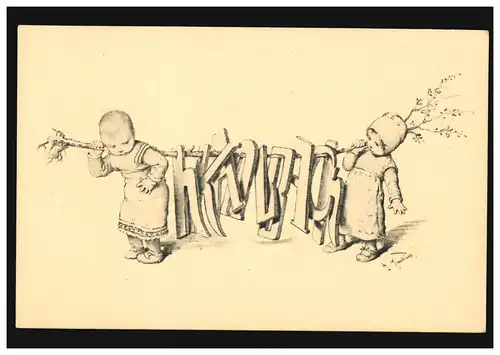 Carte de vue Artiste Enfants Hermann Kaulbach: lettres, non utilisées