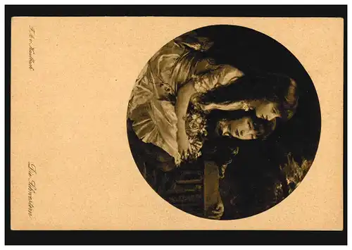 Künstler-Ansichtskarte F.A. von Kaulbach: Die Schwestern, beschriftet, um 1910