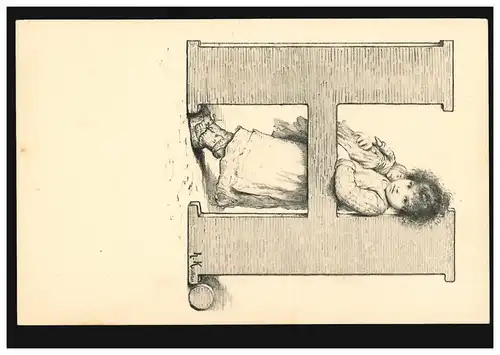 Carte de vue Artiste Enfants Kaulbach: Poupée lettre H, non utilisée