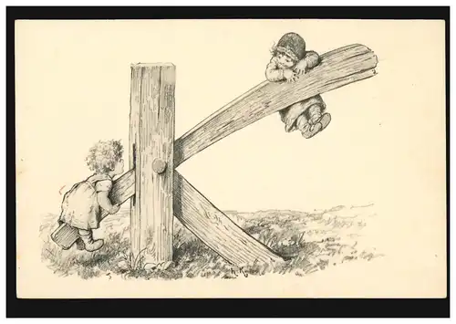 Künstler-Ansichtskarte Kinder Kaulbach: Buchstabe K, ungebraucht