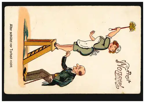 Caricature-AK Nouvel An: L'âge ne protège pas de la folie, HELMSTEDT 31.12.1939