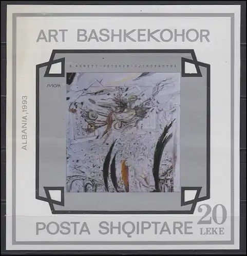 Albanien: EUROPA-Block Zeitgenössische Kunst & Gemälde 1993, postfrisch