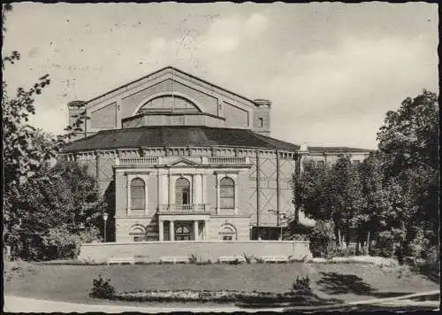 Landpost 858 Bayreuth 2 B auf AK Festspielhaus BAYREUTH 26.11.1962 nach Selb