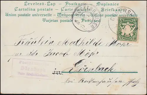 Landpost Posthelpstelle Dörnbach Taxe Rockenhausen, AK Vergessmain n'oublie pas vers 1910