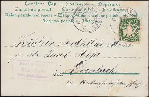 Landpost Posthilfstelle Dörnbach Taxe Rockenhausen, AK Vergissmeinnicht, um 1910