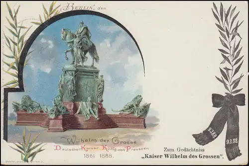 PP 9 Berlin Monument de l'empereur Guillaume du Grand, temple Blanko M.GLADBACH 9.3.98