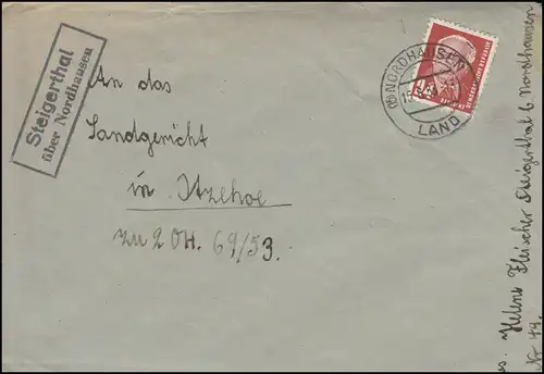 Landpost Steigerthal über NORDHAUSEN LAND 15.6.1953 