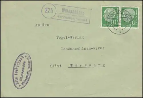 Landpost Weissenberg sur RENNEROD (WESTERWALD) 21.6.1958 sur télex