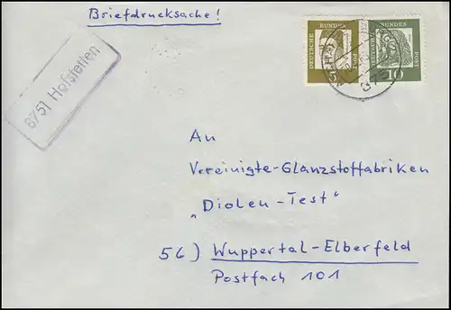 Landpost 8751 Hofstetten auf Briefdrucksache ASCHAFFENBURG 29.4.1960