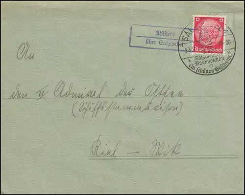 Landpost Wistedt via SALZWEDEL sur la lettre de téléphone SSt SALLZUEDELL tourteau 2.3.1937