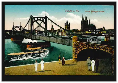 AK Cöln am Rhein: Nouveau pont suspendu, poste de champ CÖLN-MÜLHEIM 1 - 10.10.1918