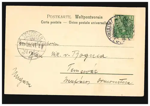 AK Dresden: Altmarkt, DRESDEN-ALTSTADT 10.7.1901 nach TEMESVAR 11.7.01