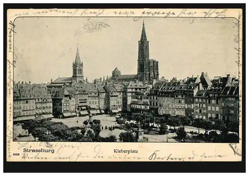 AK Strassburg: Kleberplatz, STRASSBURG (ELS.) 1 p 6.8.1903 nach HANNOVER 7.8.03