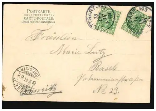 AK Esslingen: Altes Rathaus, STUTTGART No. 3 - 18.10.1904 nach BASEL 19.10.04