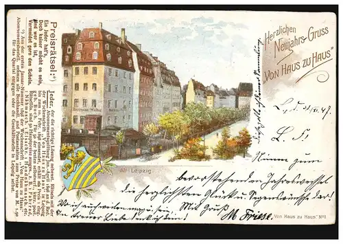 AK Brass de Nouvel An de maison en maison: Alt Leipzig, 31.12.1897