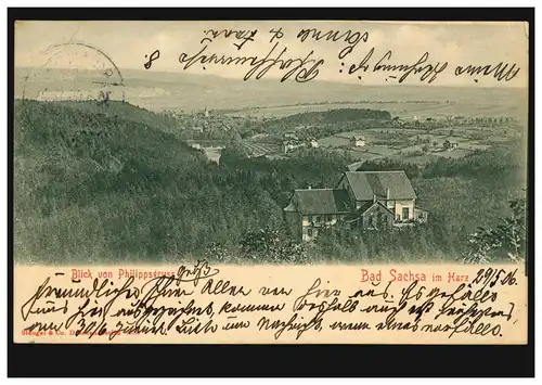 AK Bad Sachsa dans la résine: Vue de Philippsgruss, BAD SACHSA (SUD-HARZ) 30.5.1906