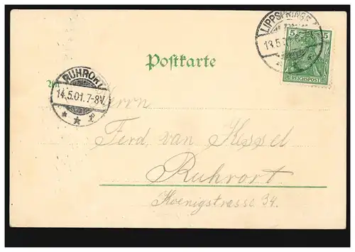 AK Lippspringe: Am Jordan, 13.5.1901 nach Rohrort 14.5.01