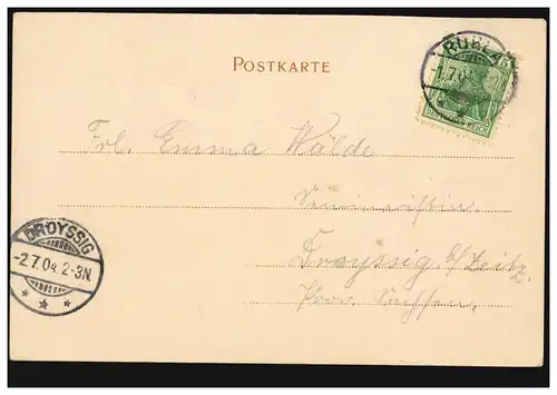 AK Eisenach: Lutherdenkmal, RUHLA 1.7.1904 nach DROYSSIG 2.7.04