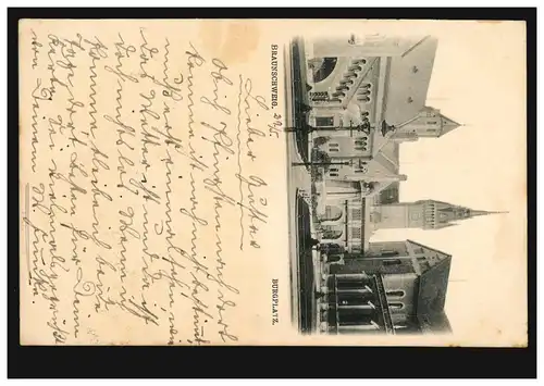 AK Braunschweig Burgplatz, 29.5.1906 vers HELMSTEDT 29.5.06