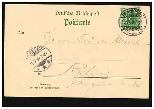 AK Frankfurt am Main Partie am main, 10.7.1899 vers RUHRORT 11.7.99