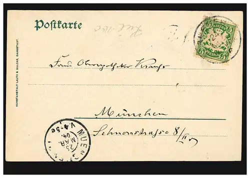 AK Speyer Gedächtniskirche, 24.3.1904 nach MÜNCHEN 25.3.04