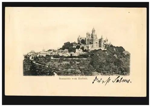 AK Braunfels von Hoffeld, 15.6.1901 vers DRESDEN-NEUSTADT 15/06/01