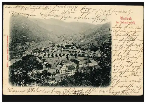 AK Wolfach dans la Forêt Noire: Panorama, 8.4.1906 après GMÜnd (SCHWABISCH) 9.4.06