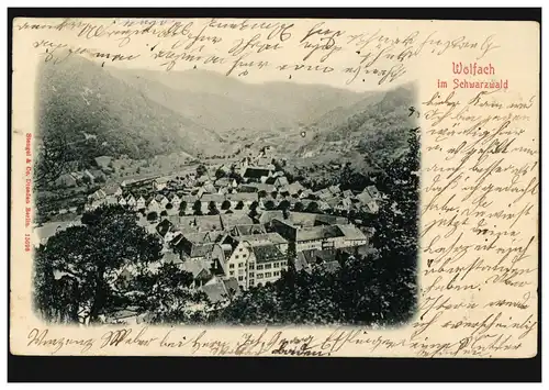 AK Wolfach im Schwarzwald: Panorama, 8.4.1906 nach GMÜND (SCHWÄBISCH) 9.4.06