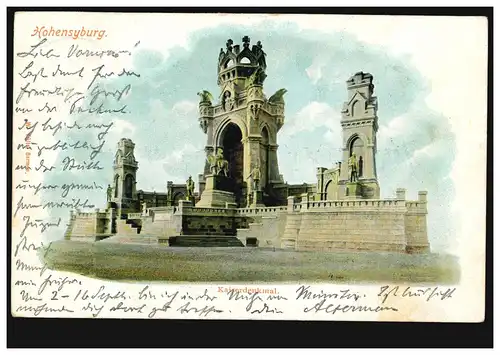 AK Hohensyburg: Kaiserdenkmal, 17.8.1901 nach NORDEN 18.8.01