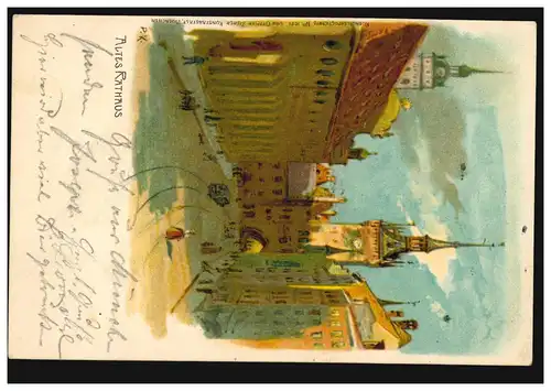 AK Altes Rathaus, MÜNCHEN 13.7.1899 nach RUHRORT 14.7.99