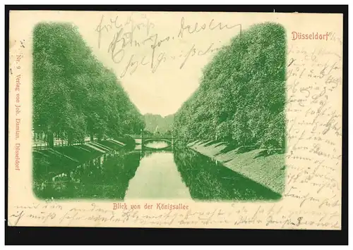 AK Düsseldorf: Blick von der Königsallee, 14.6.1900 nach RUHRORT 15.6.00