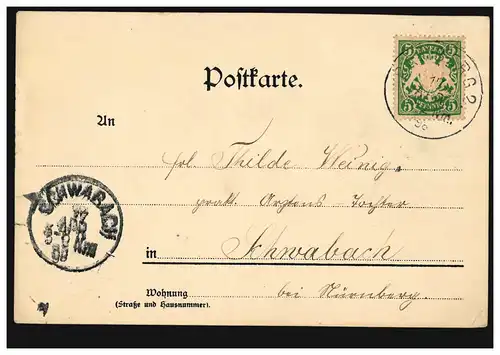 AK Villa Remeis, BAMBERG 17.4.1898 après SCHWABACH 17.4.98