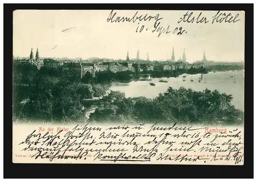 AK Hambourg: An der Alster, 10.9.1902 apr. WEILMÜNSTER 11.9.02