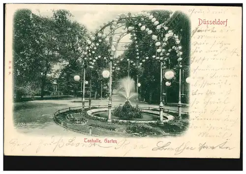 AK Düsseldorf: Tonhalle Garten, DÜSSELDORF 6 I - 27.7.1900 vers RUHRORT 27.00