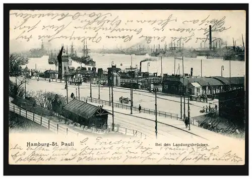AK Hambourg - St. Pauli: près des ponts d'atterrissage, HAMBURG 24.4.1905