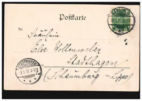 Carte de vision dessinée Étudier en vain: Flèche par le cœur, BERLIN 18.5.2001