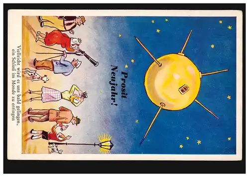 Caricature AK Vouloirs du Nouvel An - Château sur la Lune, inutilisé
