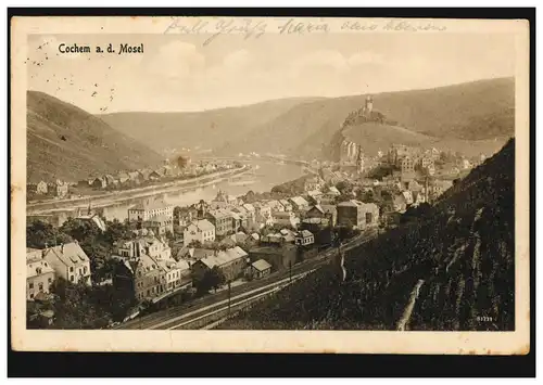 AK Cochem an der Mosel: Panorama, Feldpost COCHEM (MOSEL 10.8.1918
