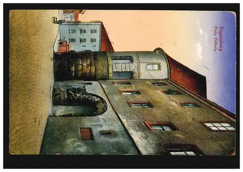 AK Regenbeurg Porto Pretoria, Feldpost Tampon bicycle REGENSBURG 2.4.1918