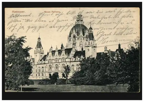 AK Hanovre: Neue Mairie, Feldpost HANNOVER s 1 p 25.9.1914 vers Wiesbaden