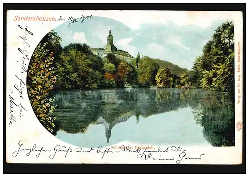 AK Sondershausen: Schloss mit Parkteich, 11.6.1901 nach BLANKENBURG 11.5.01