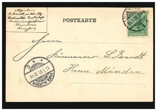 AK Hanovre: Welfengarten, HANNOVER 1 X 15.1.1901après HAN.