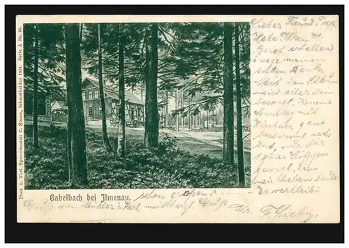 AK Gabelbach bei Ilmenau, ILMENAU 6.4.1907 nach MARTINRODA 6.4.07